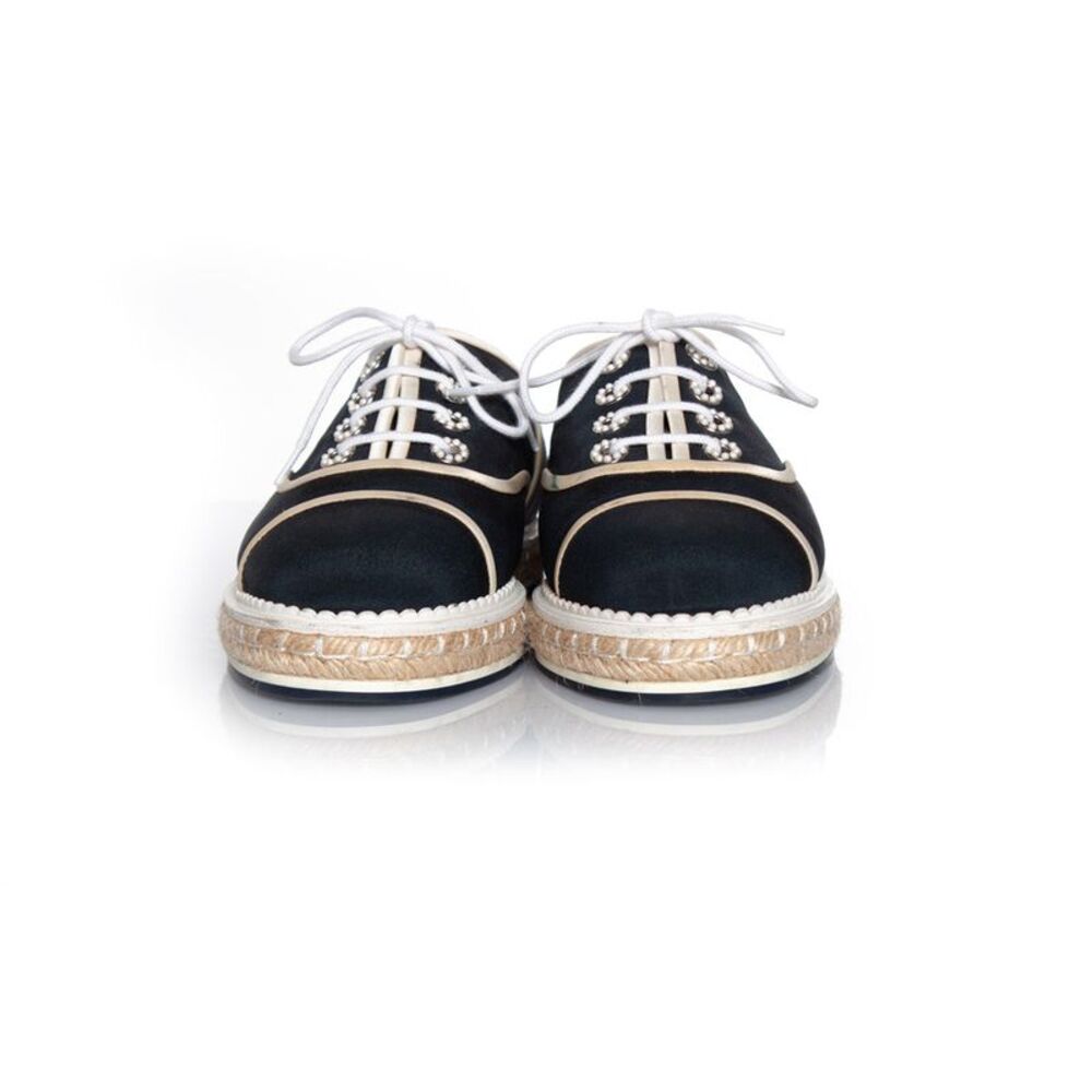 Satin espadrilles in blue - Picture 3 of 7